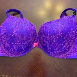 NWT VS Purple Push Up Bra with pink lace!